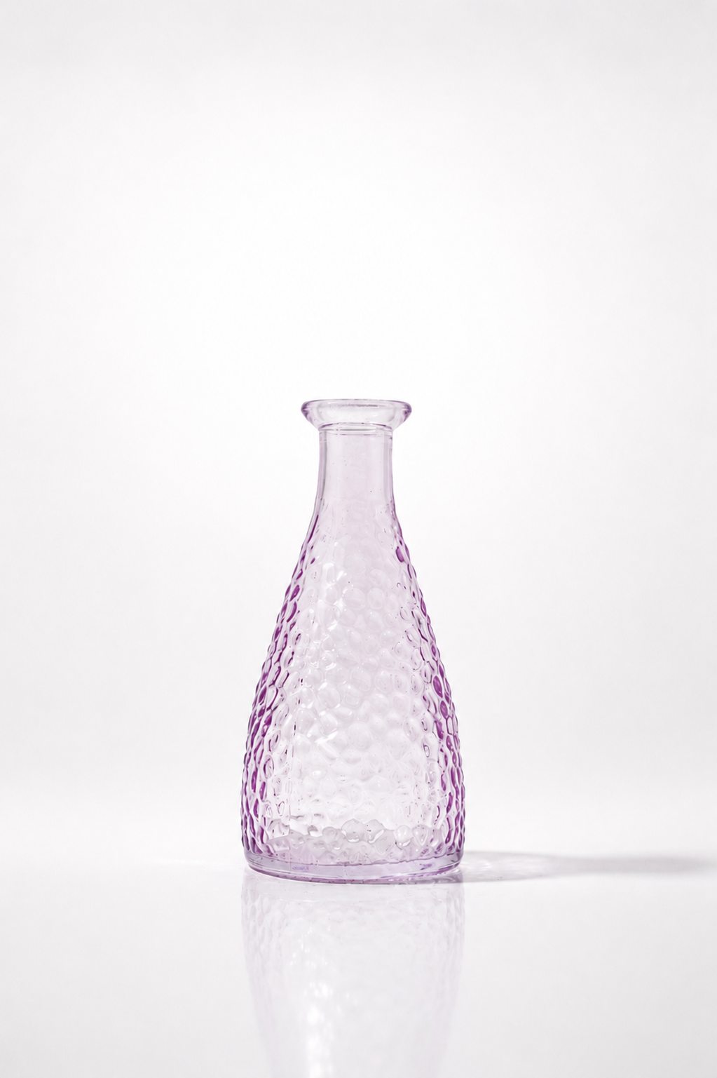 Light Purple Embossed Hobnail Glass Vase